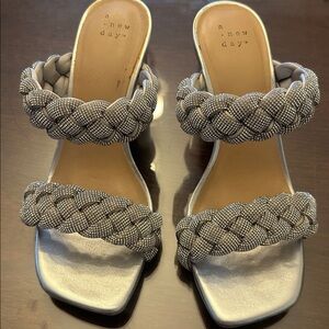 A New Day Silver Braided Strap Sandals